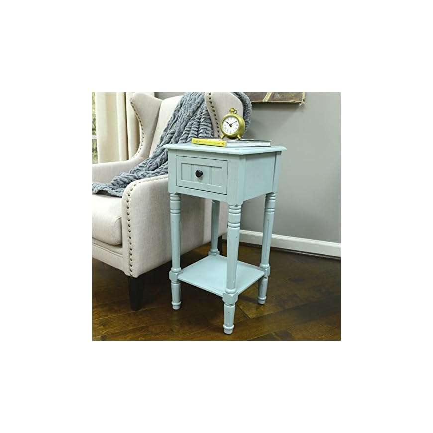 Décor Therapy Simplify One Drawer Square Accent Table, Antique Iced