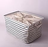 GreenForest Collapsible Laundry Storage Basket Classic Storage Box with Blue Stripe