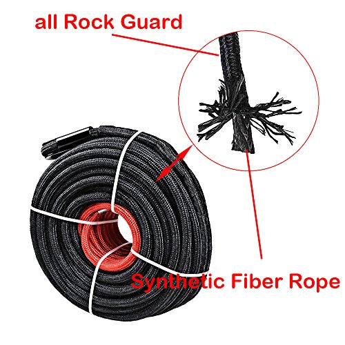 image for Anzio Black 3/8 x 85' 20000LBS Synthetic Winch Line Rope Cable + Rock 