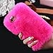 iPhone 7 Case, iPhone 7 Plus Case, Yoyorule Luxury Crystal Bling Case Winter Warm Soft Faux Fluffy Villi Fur Plush Wool Cover Skin (iPhone 7 Plus, Hot Pink)