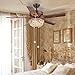 RainierLight Classical Crystal Ceiling Fan Lamp LED Light for Bedroom/Living Room Hotel/Restaurant with 5 Premium Metal Reversible Blades Remote Control 48 Inch