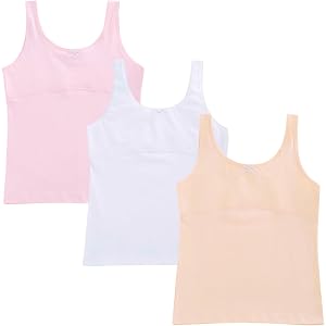 DOCOLL Training Bras for Girls Tank Tops Built in Bra for 7-14 Years