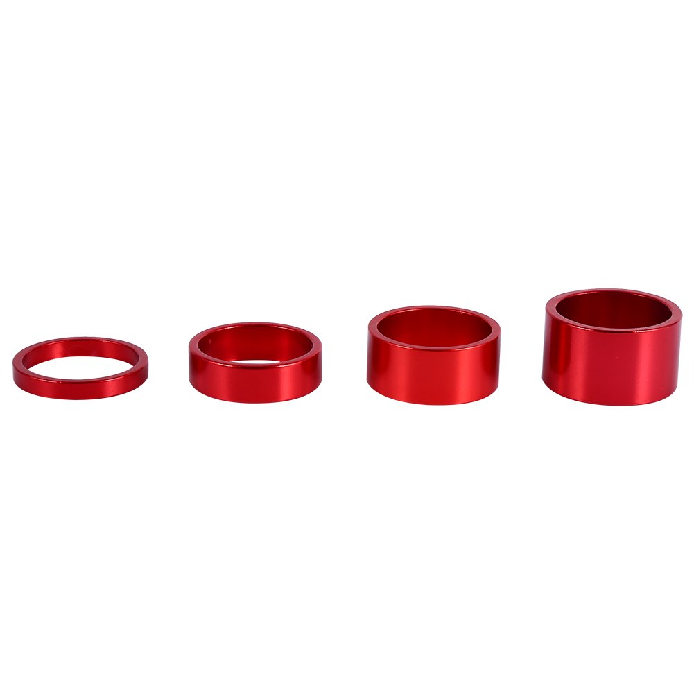Yosoo Health Gear Bike Headset Spacer Set 5/10/15/20mm, 28.6mm Aluminum Alloy Cycle Stem Spacers for Mountain Bike Road Bike, 4pcs Red