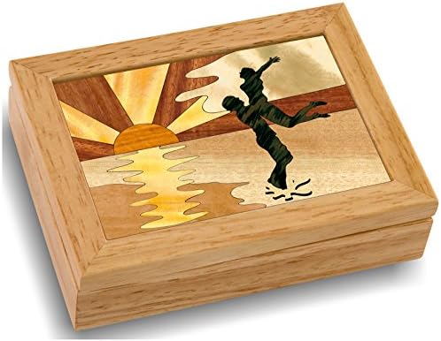 Wood Art Sunset Box-Handmade USA -Unmatched Quality -Unique, No Two are the Same -Original Work of Wood Art. A Couples Gift, Ring, Trinket or Wood Jewelry Box (#4142 Couples Sunset 4x5x1.5)