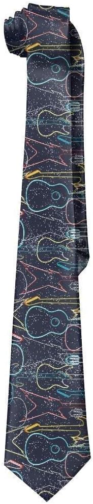 QIUJUAN High Quality Soft Texture,Comfortable Men's Guitars Pattern Wide Novelty Long Necktie Tie