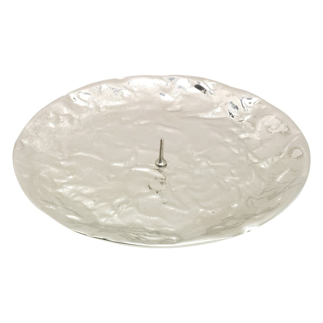 NKlaus candle plate with spike Ø 12,5cm brass nickel plated shiny candle coaster 10590