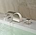 Rozin Widespread 3 Holes Waterfall Bathroom Basin Faucet Double Handles Mixer Tap Brushed Nickel