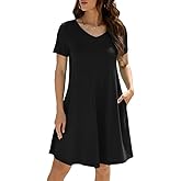 KORSIS Dresses for Women Casual T-Shirt Summer Short Sleeve Loose Comfy Dress Swing Flowy Beach Vacation Sundress with Pocket