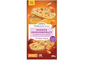 THIINaddictives Papaya Passionfruit Almond Thin Cookies – Light, Crispy Fruit-Flavored Cookies with Almonds – 30 Pack × 23g H
