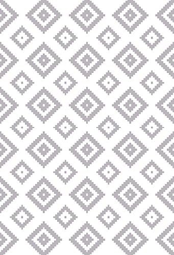 A2Z Rug|Trendy 7984 Geometric Trellis White Silver Grey Diamond Pattern|Bedside Study Room Hall Area Rug|Soft Low Pile|120x170cm-3'11" x5'7''ft|Moroccan Small Area Carpet