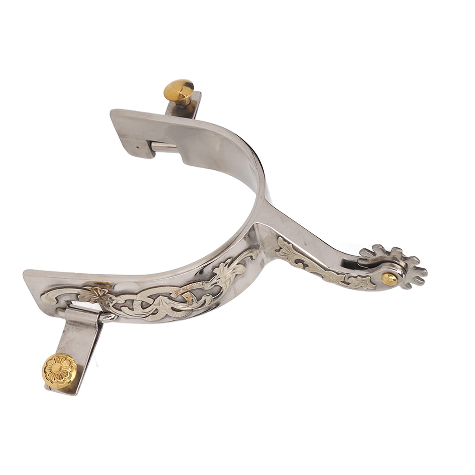 Focket Western Cowboy Spurs, 2Pcs Vintage Exquisite Stainless Steel Horse Spurs with Rotating Gear, Retro Fine Workmanship Metal Steampunk Boot Spurs for Equestrian Enthusiasts