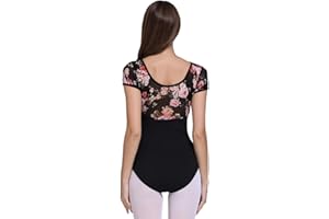 ModLatBal Women and Girls Short Sleeve Leotards for Ballet Dance Bodysuit