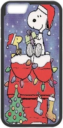 IPhone 6 Plus Case Snoopy and Woodstock,Christmas, [Black]
