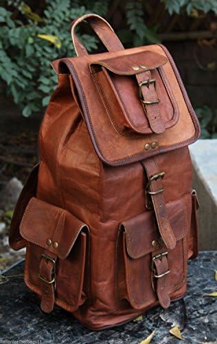 16 inches Vintage Leather Hiking Backpack For Men &amp; Women