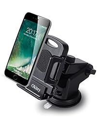 Okitry Car Phone Mount, Washable Strong Sticky Gel Pad for Windshield and Dashboard, Car Phone Holder with Release Button for iPhone 7 Plus 6s 6 Plus, Samsung Galaxy S8 Edge S7 S6 Note 5, Nexus, Black