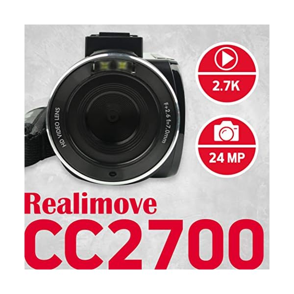 AgfaPhoto Realimove CC2700 Digitaler Camcorder (2,7 K, 24 MP, 3 Zoll Touchscreen, 18 x Zoom, Fernbedienung, Lithium… – Bild 4
