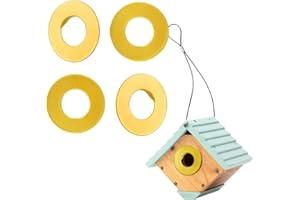 LANGXINESE 4Pk Bird House Hole Plate Entrance Predator Guards - Brass Copper - 28 mm 1.125" Hole Sizes - Square Rings - Rings - Excludes Different Bird Species - Protects The Entry Hole