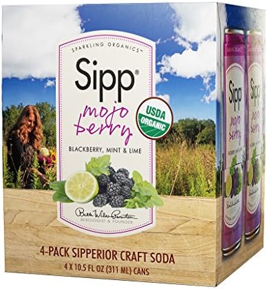 Sipp Sparkling Organics Mojo Berry, 4 Count (Pack of 6)