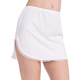 MANCYFIT Half Slip for Women Underskirt Short Mini Skirt Slit Lace Trim