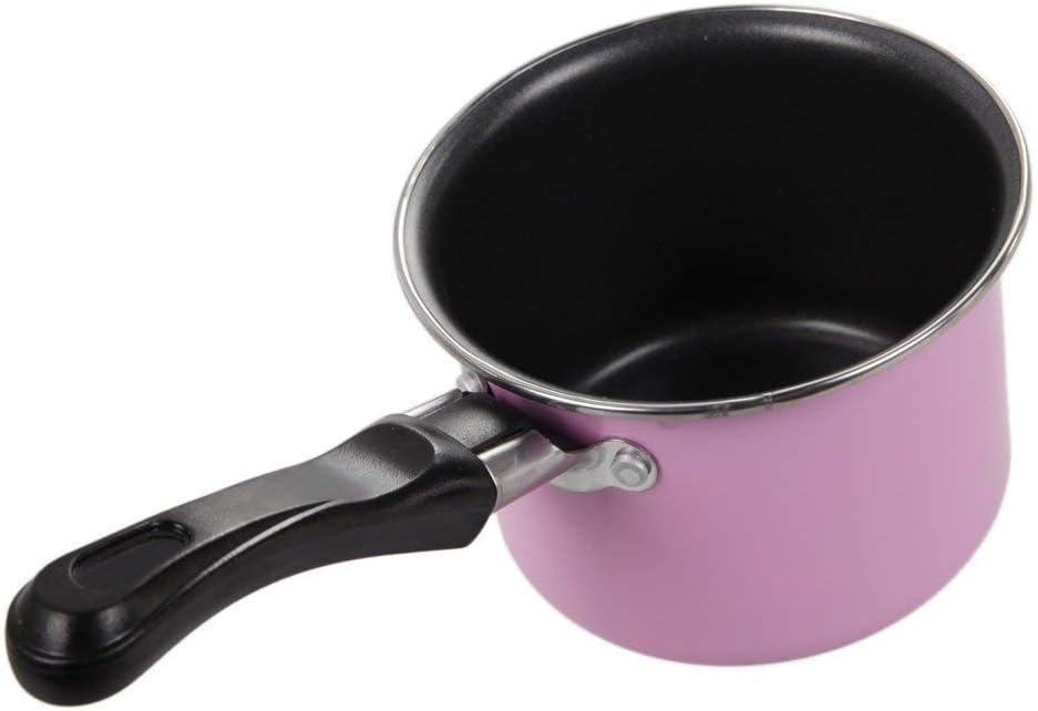LI-GELISI Mini Chocolate Milk Pan Hard Anodized Non-Stick Coating Carbon Steel Pan 4.5 inch Butter Sugar Melting Pot (Pink)