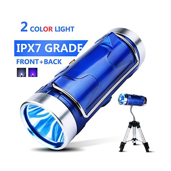 RUIMX-IPX7-Waterproof-Professional-Searchlight-LED-Spotlight-with-White-Blue-Light-Color-3-x-18650-Rechargeable-Battery-Tripod-Reading-Light-Perfect-for-Fishing-Hunting-Camping-Boating