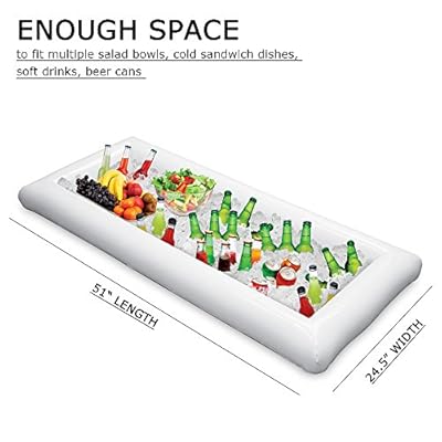 Cheflikes 2Pcs Inflatable Serving Bar Ice Cooler, Salad Buffet Serving Tray & Drink Holder, Portable Serving Tray With Drain Plug, Suitable For BBQ, Pool Party, Picnic & Camping, 51â€x24â€x4.5â€