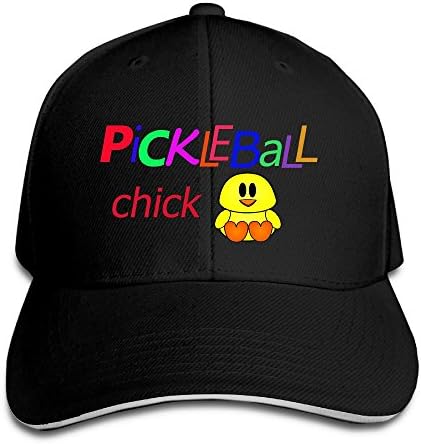 FLYL Funny Pickleball Chick Art Unisex Washed Twill Sandwich Bill Cap Adjustable Peaked Baseball Cap Fashion Golf Hat Cool Baseball Caps &amp; Golf CapsBaseball Caps Black