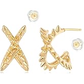 MYEARS Women Hoop Earrings Gold 14K Gold Filled Small Simple Handmade Hypoallergenic Everyday Illusion Jewelry