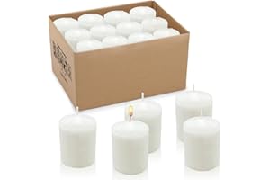 Amusaer 2.0 Inch White Votive Candles, Unscented Wax 12 Hour 1.5'' Diameter Candles for Wedding, Party & Home, 24 Packs