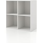 Homes: Inside + Out Apexa 4-Cube Storage Organizer Shelves, Stackable Wood Bookcase Fits Cubby Bins for Organization, Dorm Teen Room Decor &amp; Home Office, White