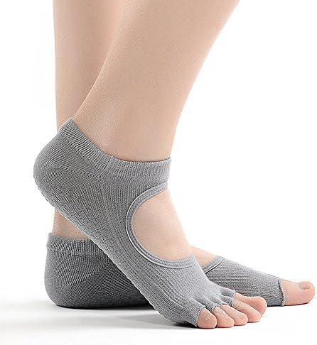 Yoga Socks Non Slip Skid Pilates Ballet Barre For Women Men (White)
