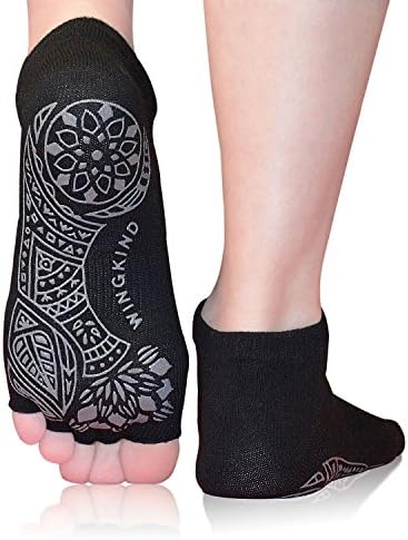 Women's Yoga Socks - Non Slip Grip Socks for Yoga Pilates Barre Dance - 2 PACK