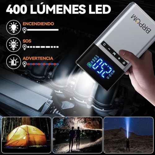 HSZSXJK 4000A 29800mAh Arrancador de Batería de Coche con compresor de Aire 150PSI, 12V Arrancador Portátil de Batería, Pantalla LCD con Luces LED, Estuche de Almacenaje