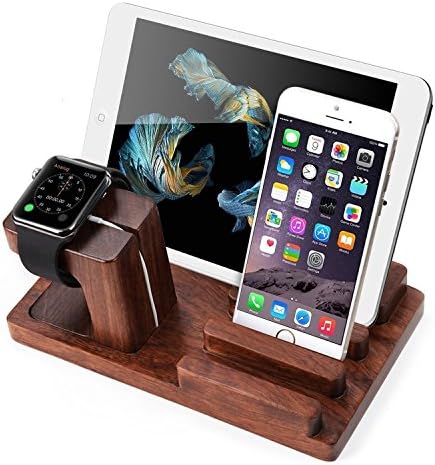 AIYIBEN Apple Watch Stand, Bamboo Charge Dock Holder for Apple Watch, Docking Station Cradle Bracket for iPhone iPod iPad and Other Phones Tablet. (Brown)