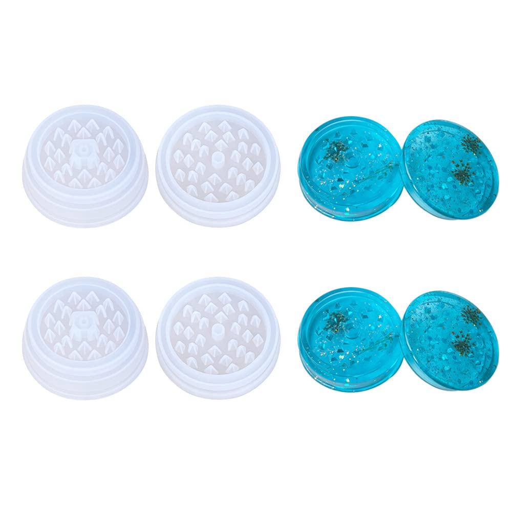 2 Pairs Tobacco Herb Grinder - Silicone Resin Mould Spice Mills Grinder Mold Crusher - Epoxy Casting Mould for Herbal DIY Crafts