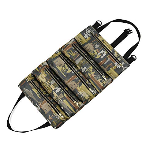 Namvo Multi-Purpose Tool Roll Up Bag Wrench Pouch Canvas Tool Organizer Bucket Car First Aid Kit Storage Case Camping Gear, Tool Carrier Bag Camouflage