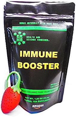 ERHS IMMUNE BOOSTER: 100% Certified Organic Immune System Support Supplement Herbal Tea with Rose Hips and Elder Berry w/ free tea infuser.