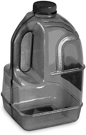 1 Gallon BPA FREE FDA Approved Reusable Plastic Drinking Water Big Mouth "Dairy" Bottle Jug Container with Holder - Made in USA (Black)