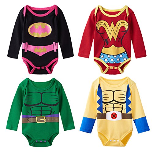 BapUp Baby Long Sleeves Bodysuits Boys Girls Funny Superhero Oneise