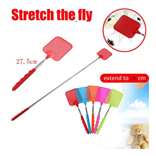 Jeeke Fly Swatter Manual Swat Pest Control - Retractable Handle,11 to 31 Inch (Blue, 1pcs)
