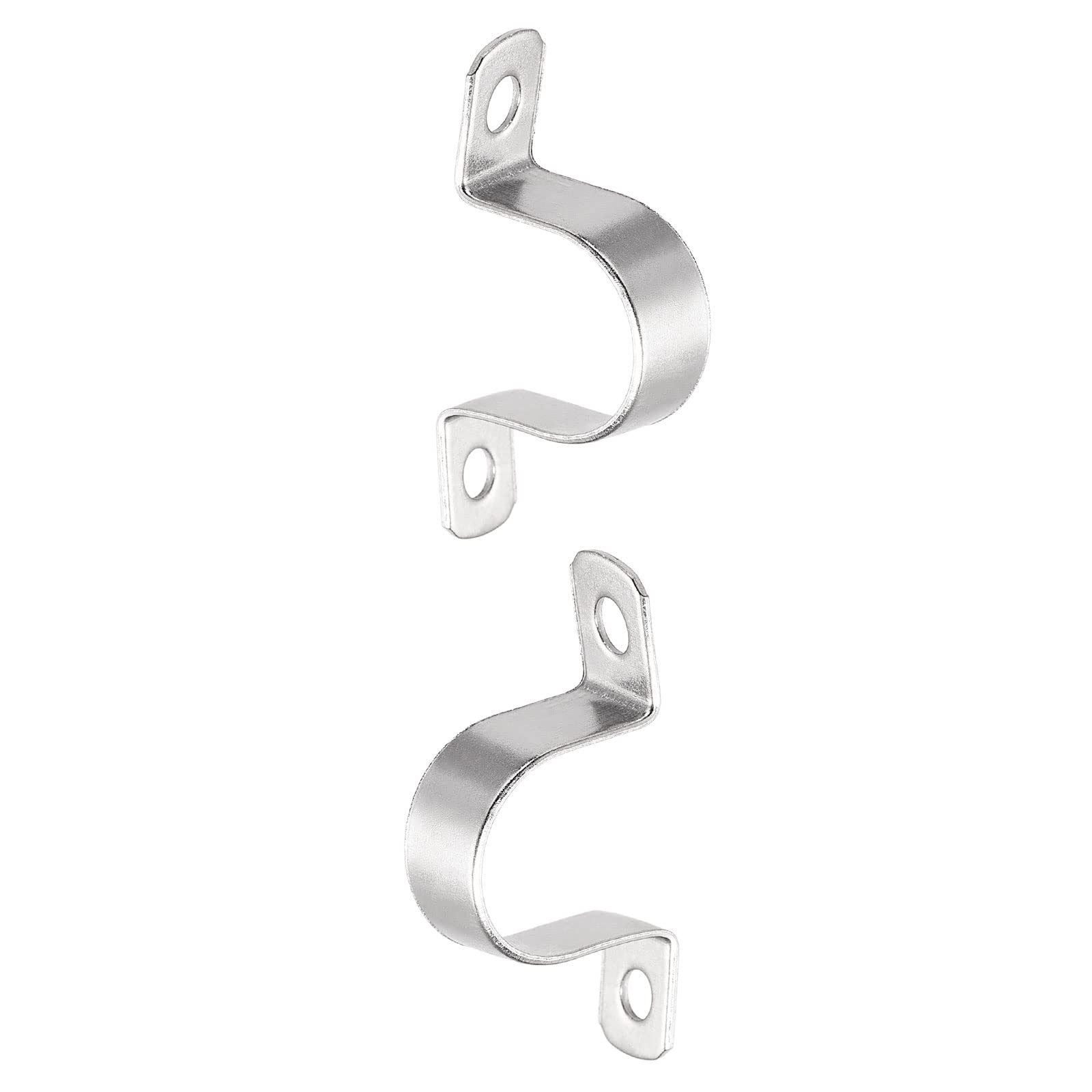 DTGN 19mm(W) Two Hole Strap - 2Pack - Good for Industrial 35mm Dia Pipe Fixing - 304 Stainless Steel Rigid Pipe Strap Clamp - Silver Tone