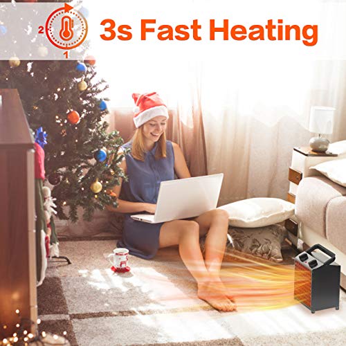 Portable Space Heater - 750W/1500W Portable Electric Heater w/3 Modes & Adjustable Thermostat, Small Ceramic Space Heater for Office, Home, Indoor Use, Overheat Protection, Personal Desktop Fan, 8.19x8.19x11.22 inch