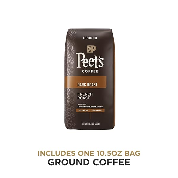 PEET’S COFFEE, DARK ROAST GROUND COFFEE, 100% ARABICA COFFEE – FRENCH ROAST 10.5 OUNCE BAG