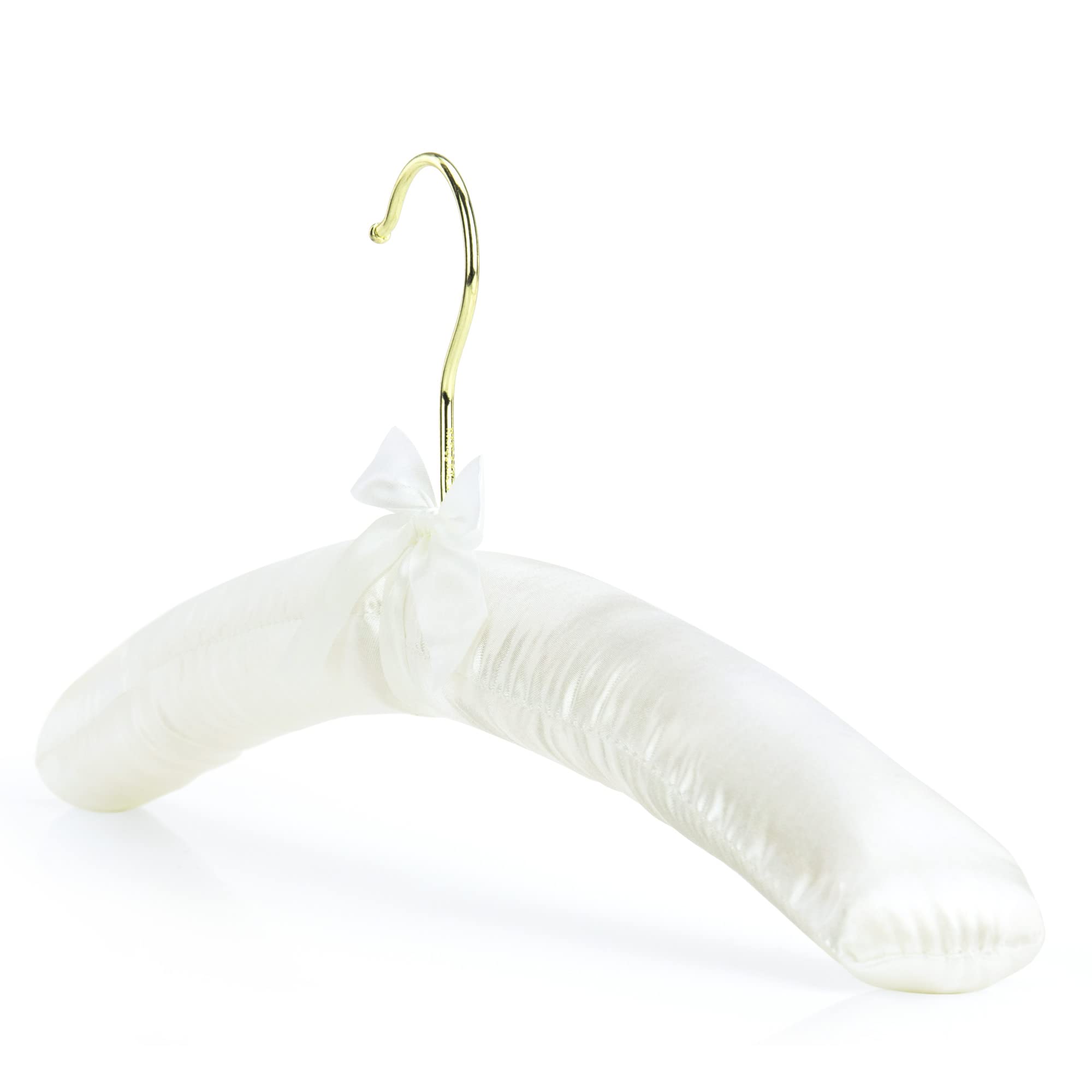 Hangerworld Ivory Satin Padded Cushioned Coat Hanger - 43cm for Hanging Adult Garments and Dresses