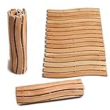 InterDelux Luxury Wood Shower Spa Bath Mat Folding Sauna Bathroom Floor – Large (27.6 x 19.7in) | Unique Handcrafted Design | Anti-Mold | Non-Slip | Indoor and Outdoor | 100% Natural Organic Bamboo