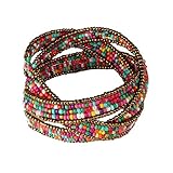 Susenstone®Lady Bohemian Beaded Bangle Bracelet Multilayer Jewelry