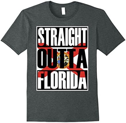 Mens Straight Outta Florida Funny Gift Flag Pride T-Shirt Medium Dark Heather