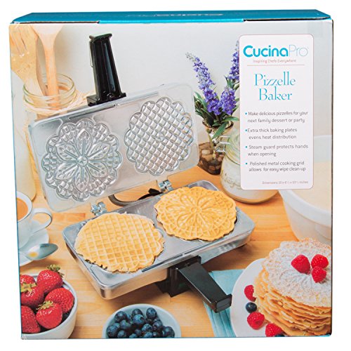 Pizzelle Maker Polished Electric Pizzelle Baker Press Makes Two 5Inch