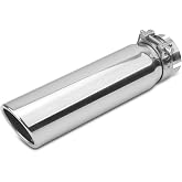 Vurkcy 2.5 inch Inlet Exhaust Tip, 3" Outlet 12" Overall Length | Stainless Steel Exhaust Tail Pipe, Clamp-On, Rolled Edge, Slant Sleek Angle Cut, Polished Tailpipe, Silvery