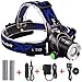 Headlamp, Zoomable 3 Modes Super Brightest 2000 Lumen LED Headlamp with 18650 Rechargeable Batteries, Car Charger, Wall Charger and USB Cable for Camping, Running, Hiking, Best Christmas Gifts (Black)